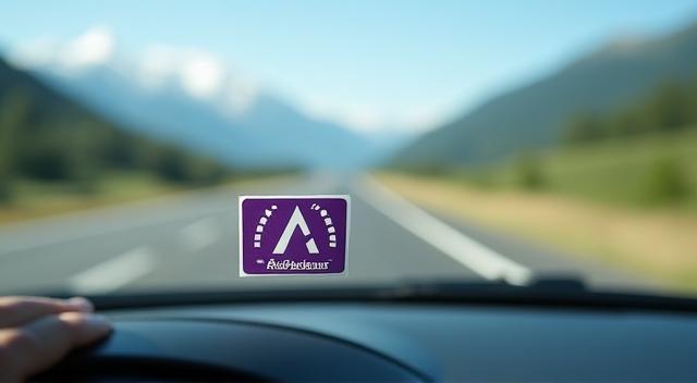 Austrian highway with vignette sticker on windshield