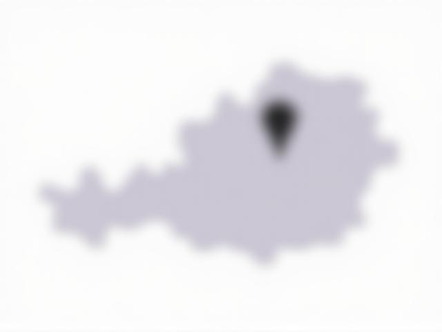Stilisierte Karte von Österreich mit Markierung des Firmensitzes von AustraTravel Insights